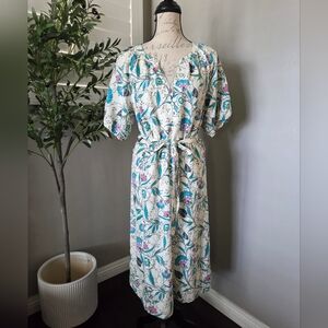 Floral Print Dress with Tie Waist